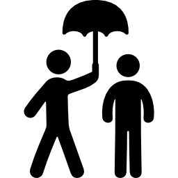 Two people under an umbrella icon
