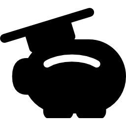 Piggy bank wearing a mortarboard icon