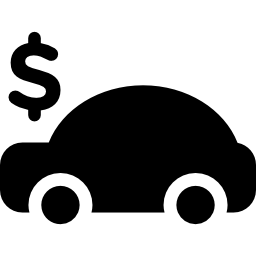 voiture avec signe dollar sur le dessus Icône