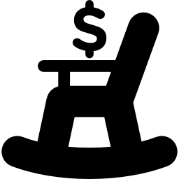 sedia a dondolo con silhouette simbolo del dollaro icona
