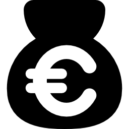 bolsa de dinheiro com símbolo do euro Ícone