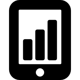 gráfico de barras en tableta icono