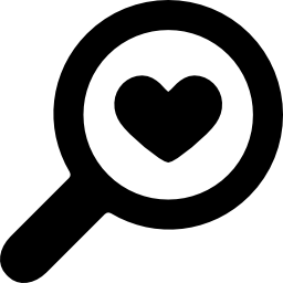 Magnifier with a heart icon