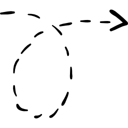 Повернутая стрелка вправо с пунктирной линией иконка