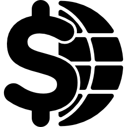 griglia mondiale con simbolo del dollaro icona
