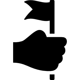 Hand holding up a flag icon