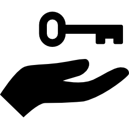 Hand holding up a key icon