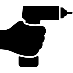 Hand holding up a drill icon