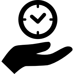 mano sosteniendo un reloj icono