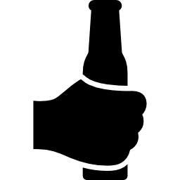 Hand holding up a bottle icon