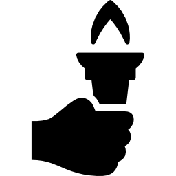 Hand holding up a torch icon