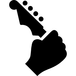 Hand holding up a guitar icon