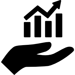 Hand holding up a financial graph icon
