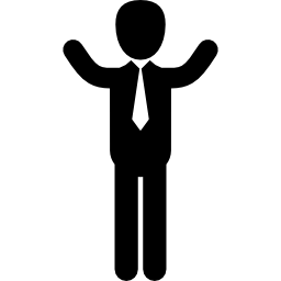 hombre de negocios, con, brazos extendidos icono