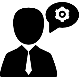 Businessman with a speech bubble icon