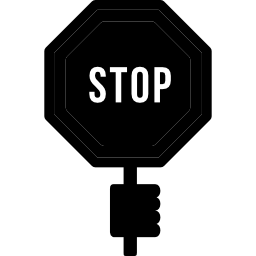 Hand holding up a stop sign icon