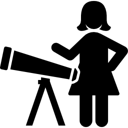 femme et télescope Icône