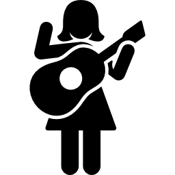 femme, jouer guitare Icône
