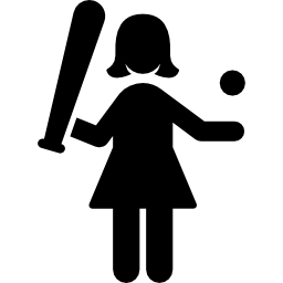 mujer, jugar al béisbol icono