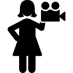 Woman with video camera icon