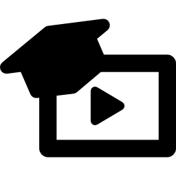 Mortarboard and play button icon