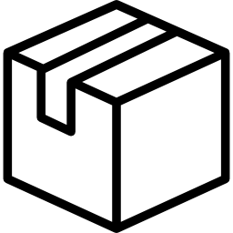 Closed cardboard box with packing tape icon