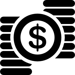 Stack of coins and dollar icon