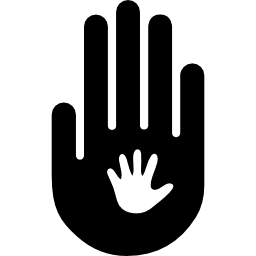 Child hand on adult hand icon