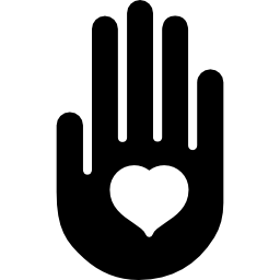 cuore sul palmo icona