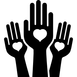 manos con corazones icono