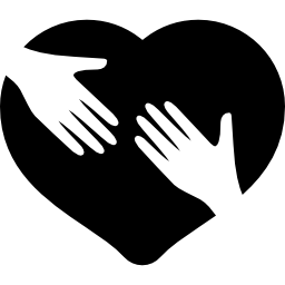 Shaking hands inside a heart icon