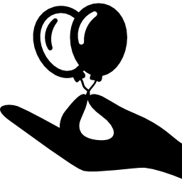 Hand holding balloons icon