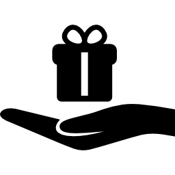 Hand holding a gift icon