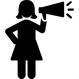 Woman with megaphone icon
