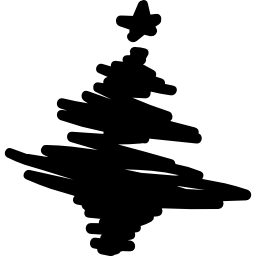 kerstboom getekend met krabbels icoon