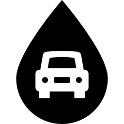 Oil drop with car drawing icon