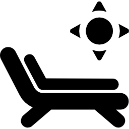 sedie a sdraio e sole icona