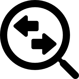 Magnifying glass with two way arrows icon