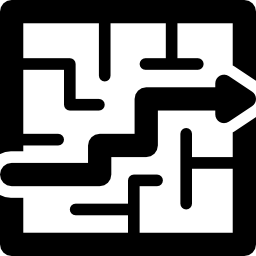labirinto e freccia icona