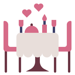 cena romántica icono
