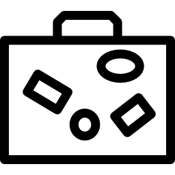 Suitcase with stickers icon