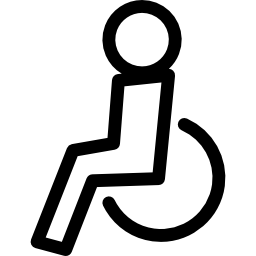 vista laterale della sedia a rotelle icona