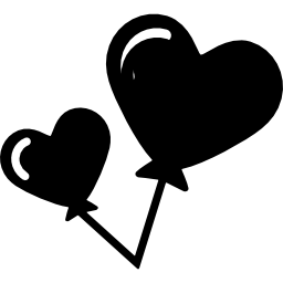 due palloncini a forma di cuore icona
