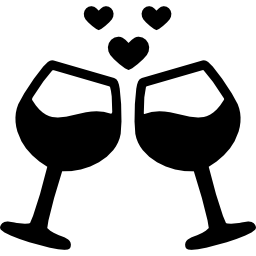 wijnglazen met hartjes icoon