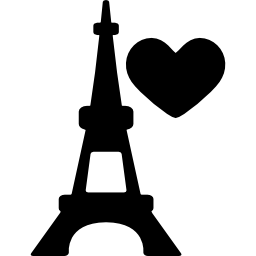 torre eiffel con corazón icono