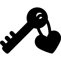 Key with heart keychain icon