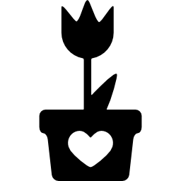 bloempot met een hart icoon
