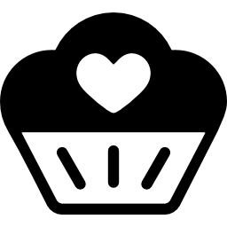 cupcake versierd met een hart icoon