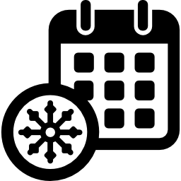 copo de nieve en calendario icono