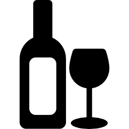 botella y copa de vino icono